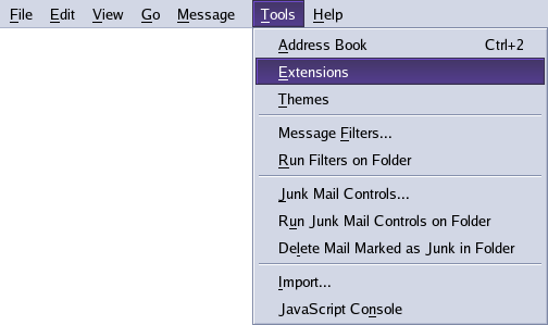 Избор на Tools -> Extensions