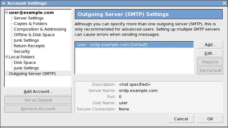 Избор на профил за изпозване на SMTP