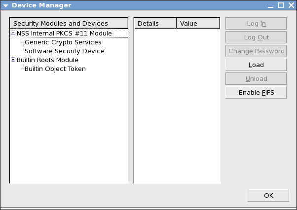 Прозорец за управление на криптографските модули
