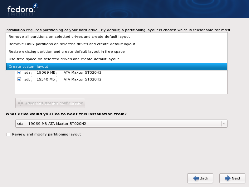 Anaconda: Create custom layout