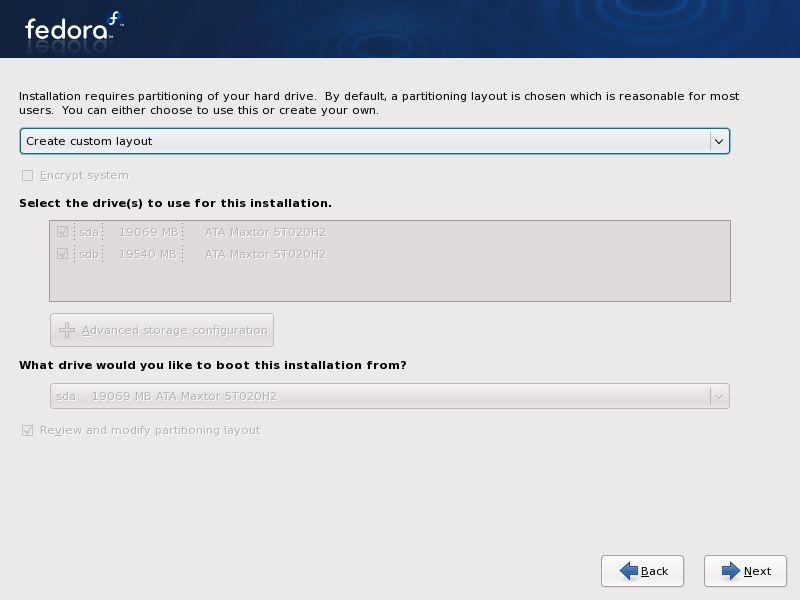 Anaconda: Create custom layout selected