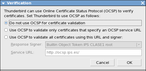 Спиране на OCSP клиента на Mozilla Thunderbird