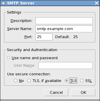 Настройки за достъп до SMTP сървъра с използване на TLSv1